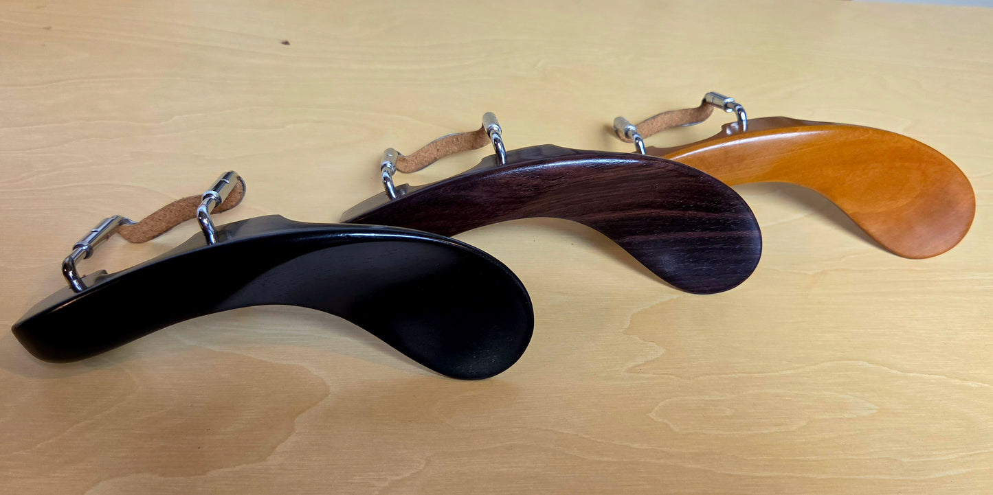 Handmade Holstein Violin or Viola Chinrest in Ceylonese Ebony, Himalayan Boxwood, or Indian Rosewood