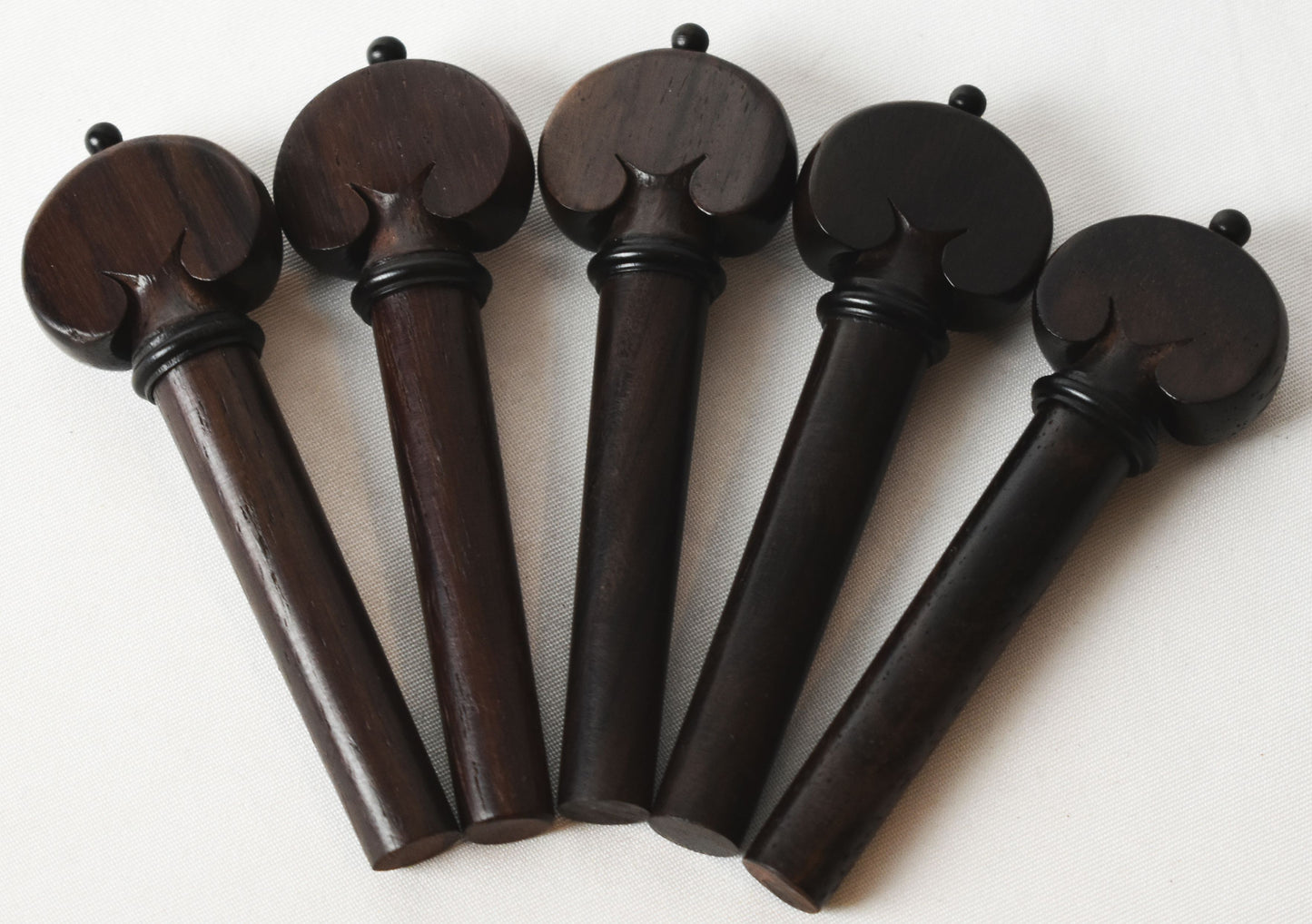 Handmade Heart Style Viola Peg Set (5) in Rosewood with Ebony Ring and Pin