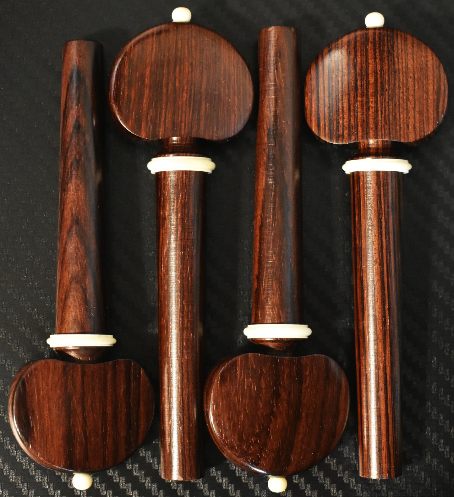 Hill Model Cello Pegs in Rosewood with White Bone Pip and Ring (set of 4)