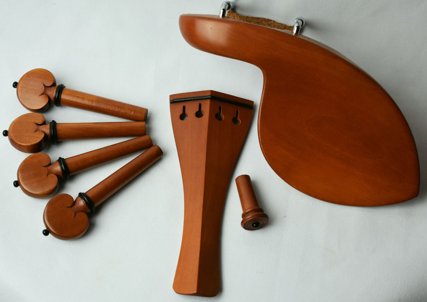 Handmade Deluxe Violin Parts Set in Himalayan Boxwood, Ceylonese Ebony, or Indian Rosewood Decorated with Ceylonese Ebony by Figaro Importers