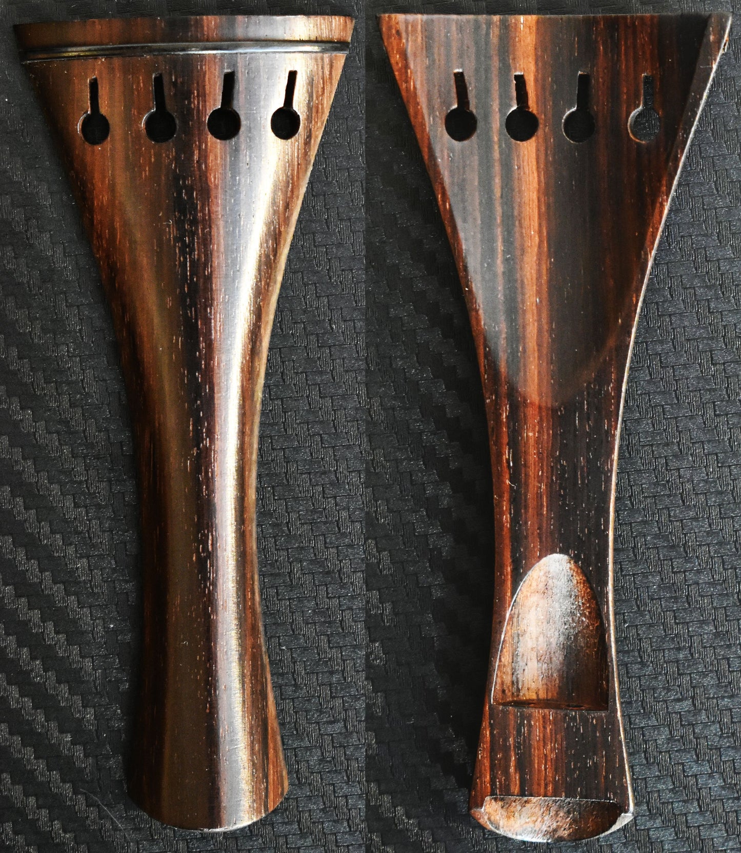 Handmade French 4/4 Violin Tailpiece in Ceylonese Ebony, Himalayan Boxwood, or Indian Rosewood