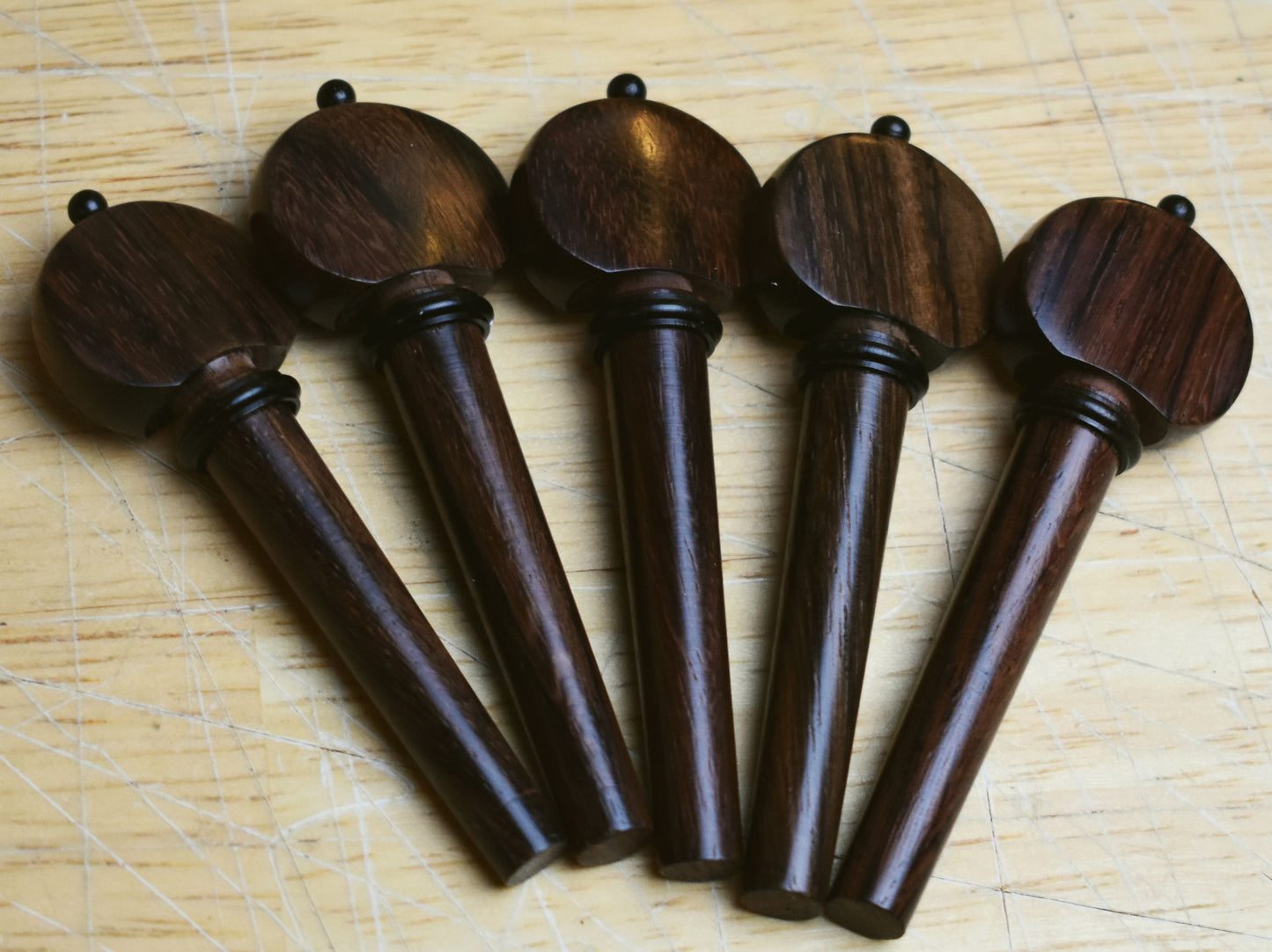 Handmade Hill Style Violin Peg Set in Ebony, Rosewood, or Boxwood