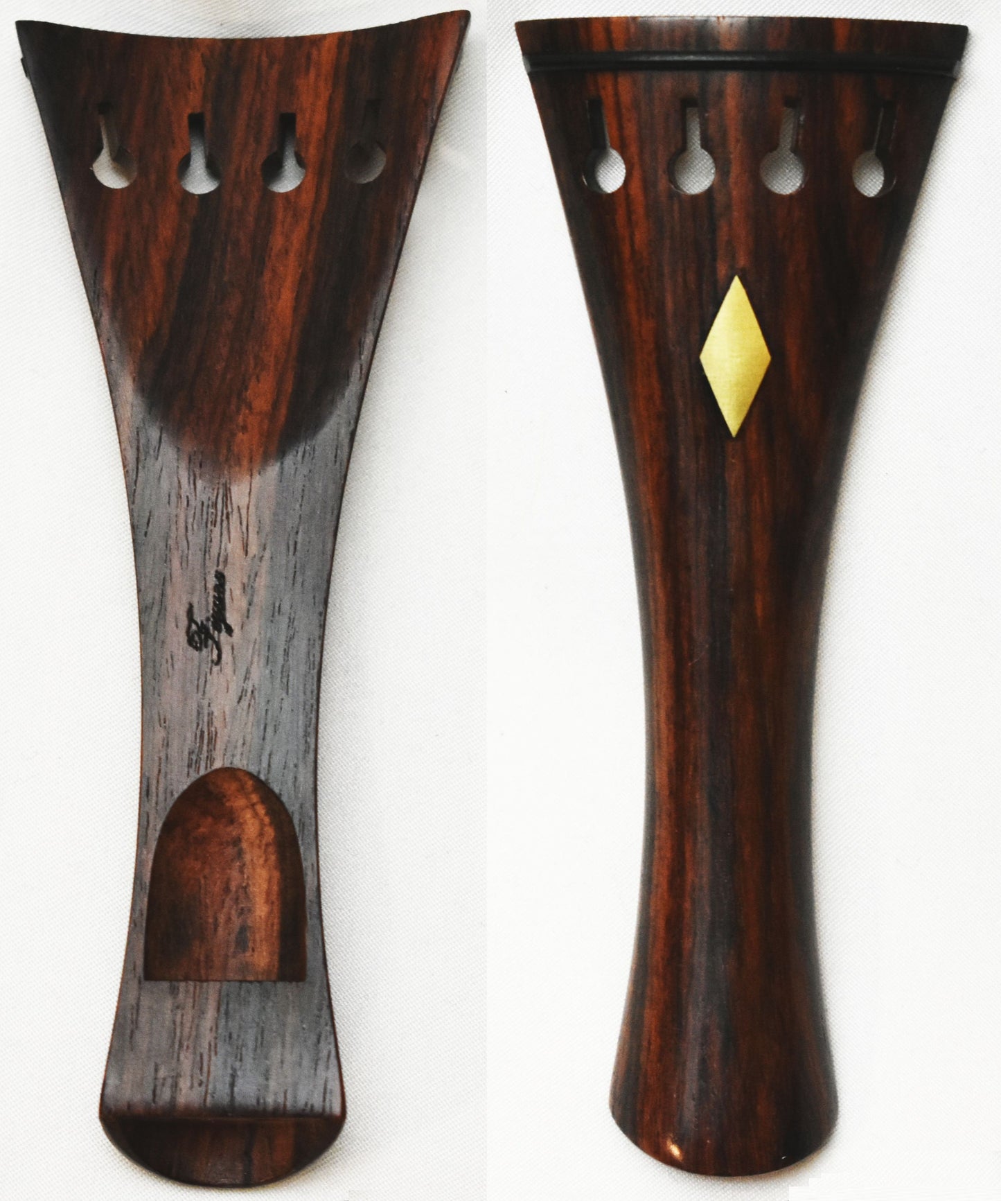 French 4/4 Violin Tailpiece in Ebony or Rosewood with Inlaid Rhombus